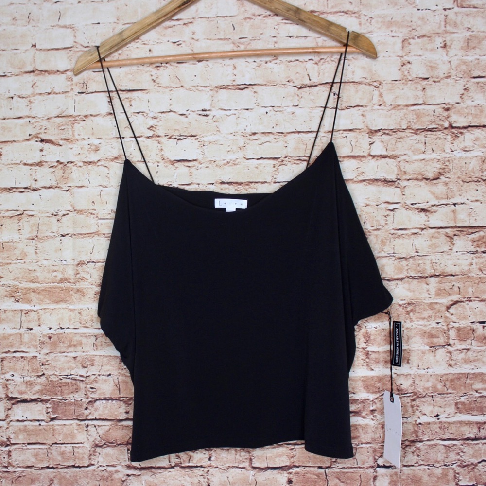 Leith Black Spaghetti Strap Cropped Camisole